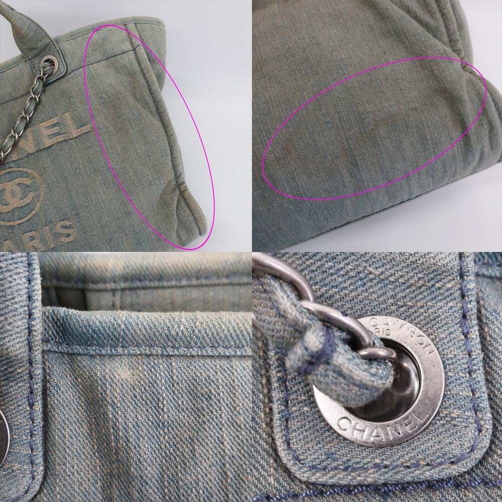Chanel Ten Deauville Shopping Tote 2-Way Denim Light Blue Silver — view 8