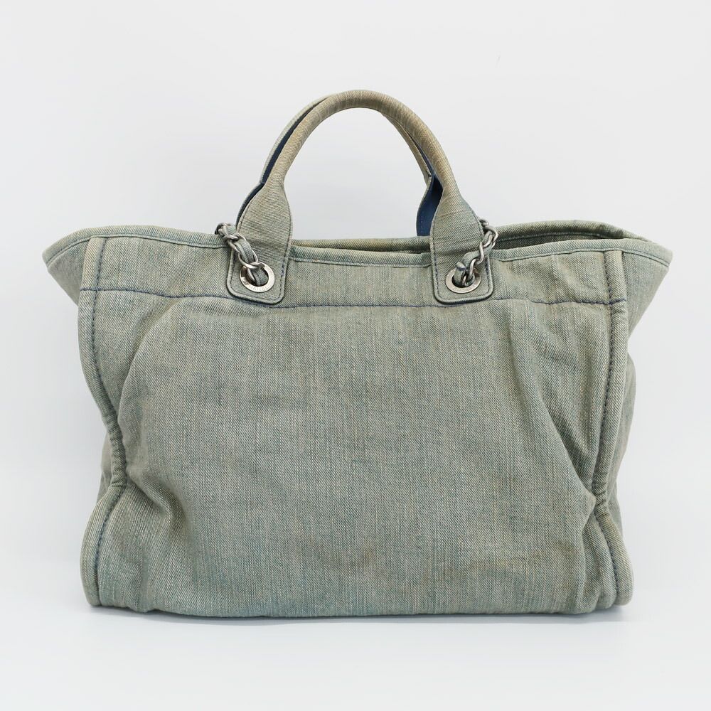 Chanel Ten Deauville Shopping Tote 2-Way Denim Light Blue Silver — view 2