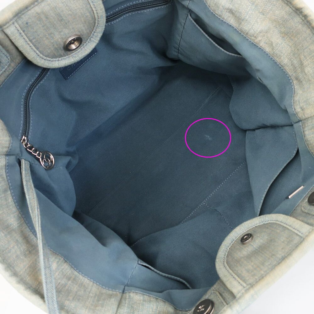 Chanel Ten Deauville Shopping Tote 2-Way Denim Light Blue Silver — view 5