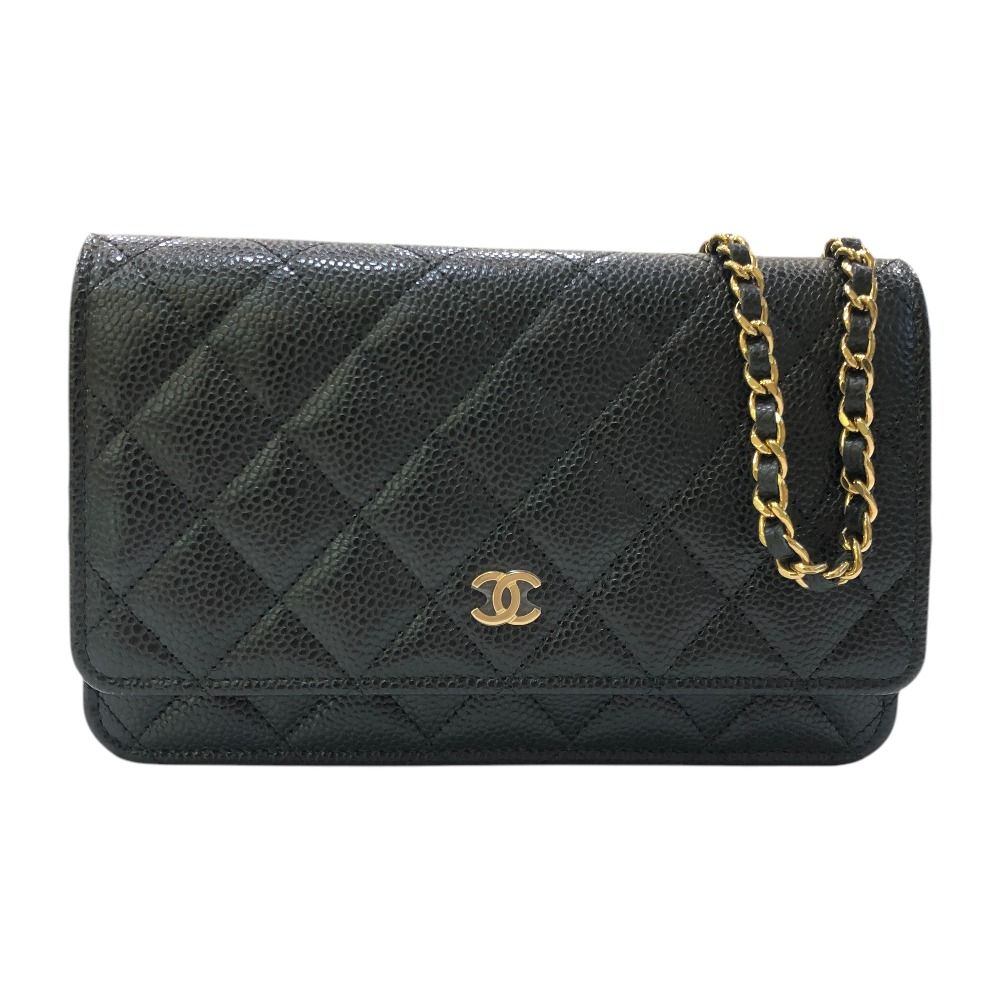 Chanel Shoulder Bag CC Logo Caviar Leather Black