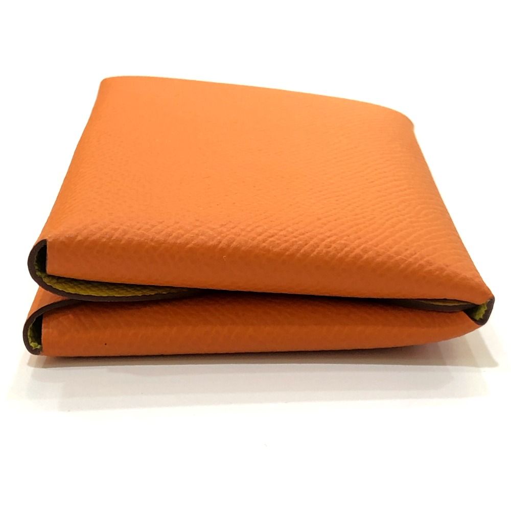 Hermes Bifold Wallet Calvi Duo Epsom Orange Lime — view 4