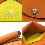Hermes Bifold Wallet Calvi Duo Epsom Orange Lime — view 8