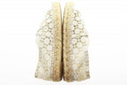 Chanel Espadrille Shoes White 37 Lace CC Logo Slip Ons Hemp Beige Aa — view 4