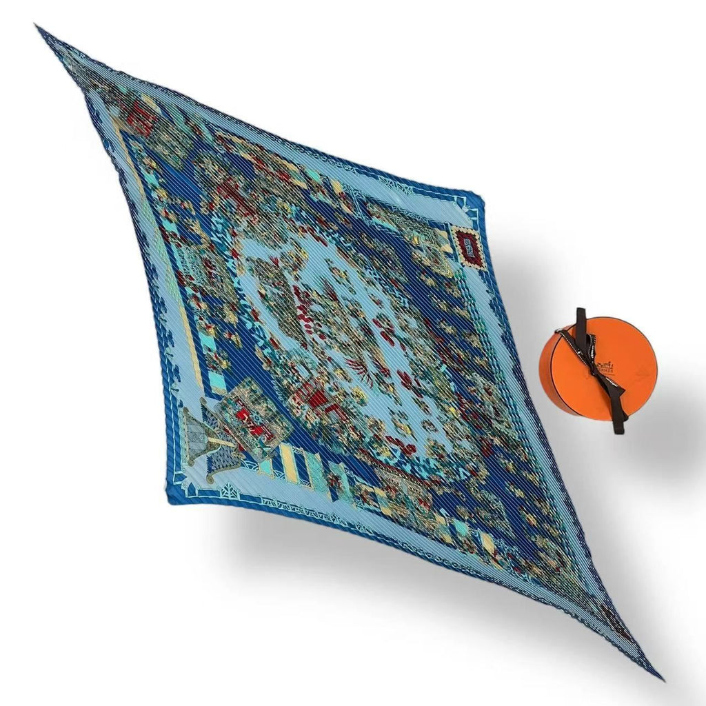 Hermes Scarf Pleated Silk Celestial Bodies and the Sun Ancient Inca Empire