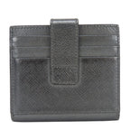 Prada Billfold Saffiano Leather Metallic Gray Black Silver Bifold Card Case — view 2