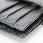 Prada Billfold Saffiano Leather Metallic Gray Black Silver Bifold Card Case — view 6