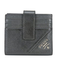 Prada Billfold Saffiano Leather Metallic Gray Black Silver Bifold Card Case