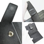 Prada Billfold Saffiano Leather Metallic Gray Black Silver Bifold Card Case — view 8