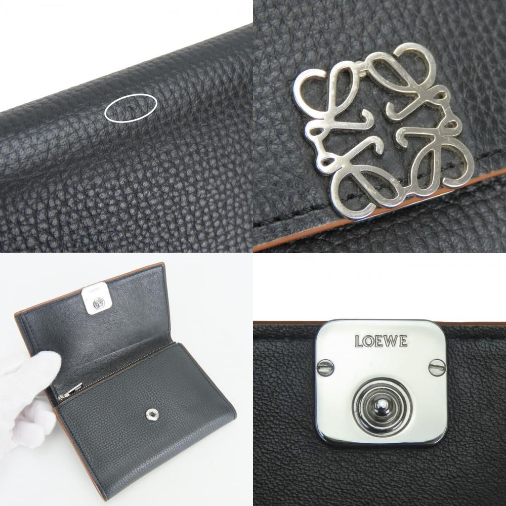 Loewe Trifold Wallet Anagram Vertical Small Leather Black Brown Compact — view 6