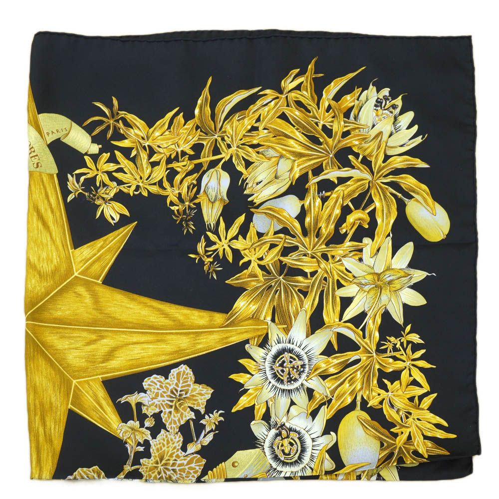 Hermes Carre 90 Scarf Passiflores Passion Flower Black Multicolor Silk 100% — view 4