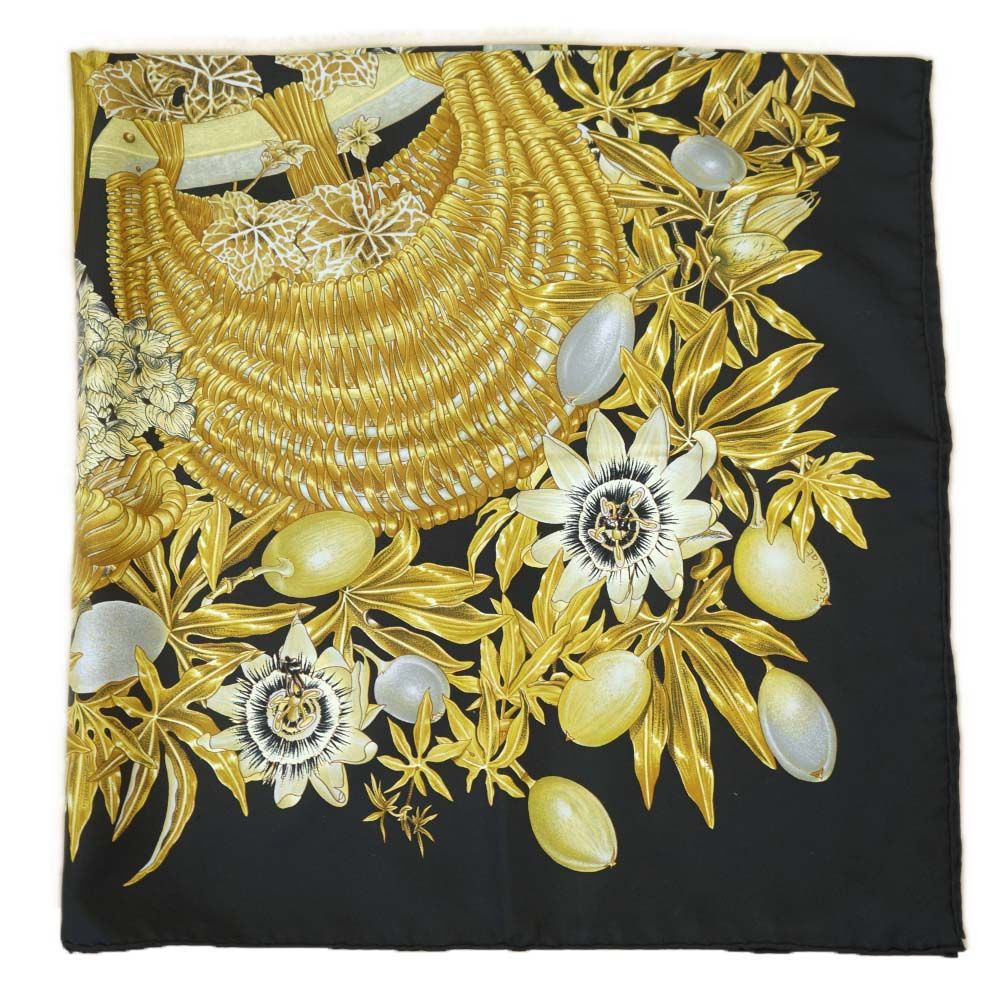Hermes Carre 90 Scarf Passiflores Passion Flower Black Multicolor Silk 100% — view 6