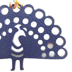 Hermes Petit Ash Peacock Fishbone Charm Leather Green Blue Keychain — view 7