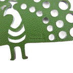Hermes Petit Ash Peacock Fishbone Charm Leather Green Blue Keychain — view 9