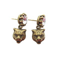 Gucci Earrings Tiger Cat Head Line Stone Bijou Gold