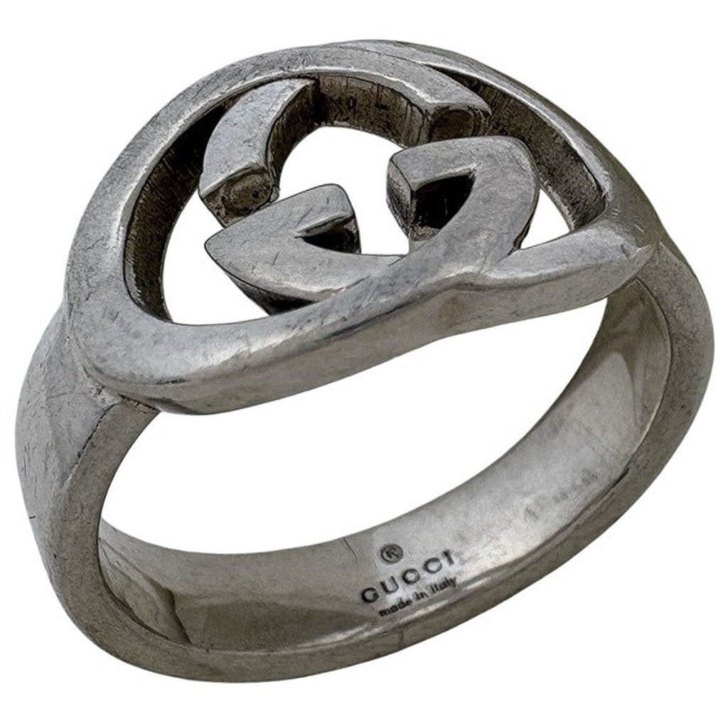 Gucci GG Logo Ring Interlocking No 15 925 Sterling Silver
