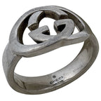 Gucci GG Logo Ring Interlocking No 15 925 Sterling Silver