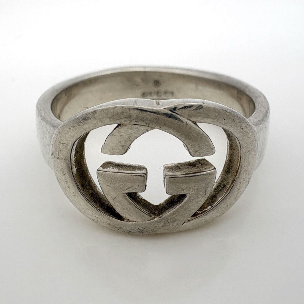 Gucci GG Logo Ring Interlocking No 15 925 Sterling Silver