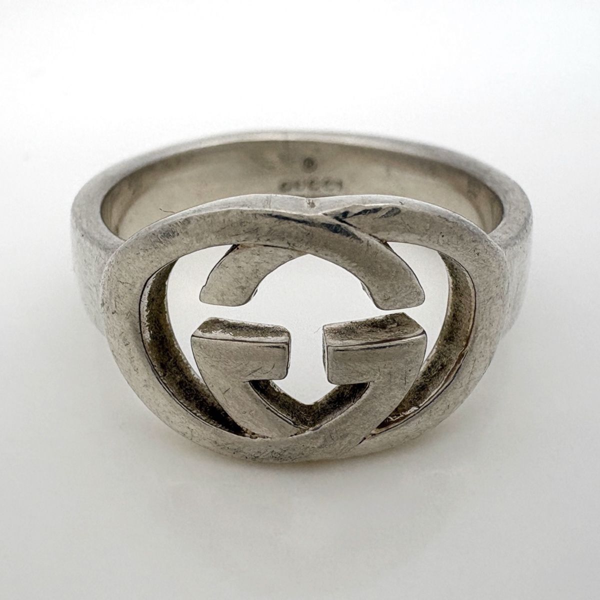 Gucci GG Logo Ring Interlocking No 15 925 Sterling Silver