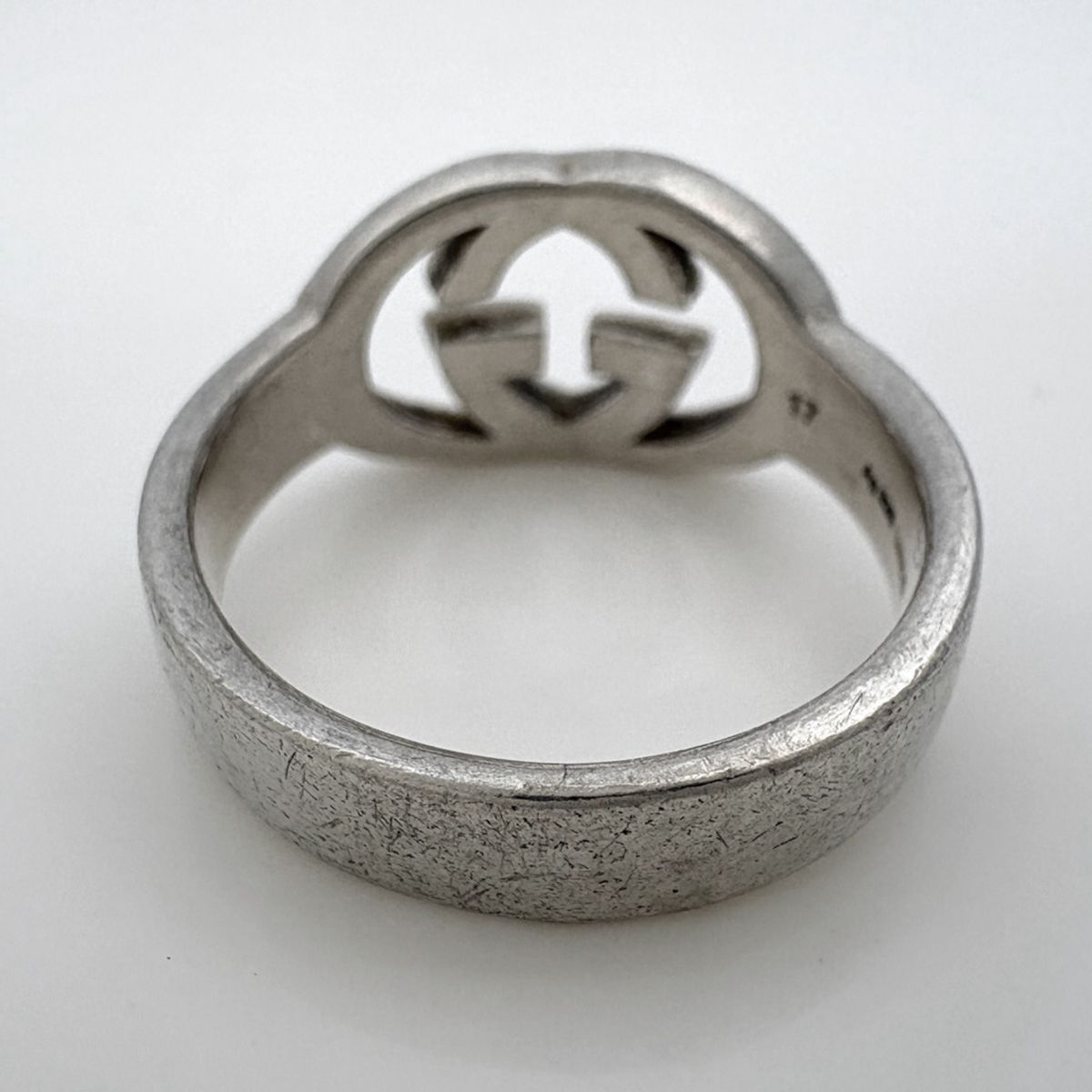 Gucci GG Logo Ring Interlocking No 15 925 Sterling Silver