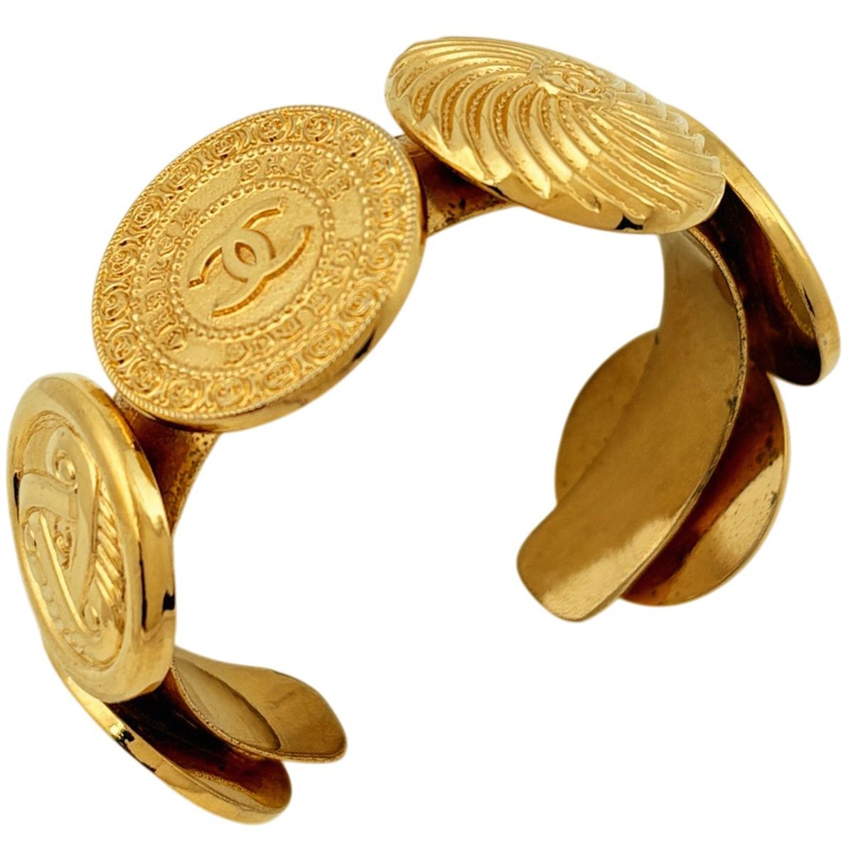 Chanel CC Logo Bangle Gold Plated Bracelet