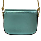 Gucci Shoulder Bag Horsebit Metallic Blue Chain Mini Leather — view 3