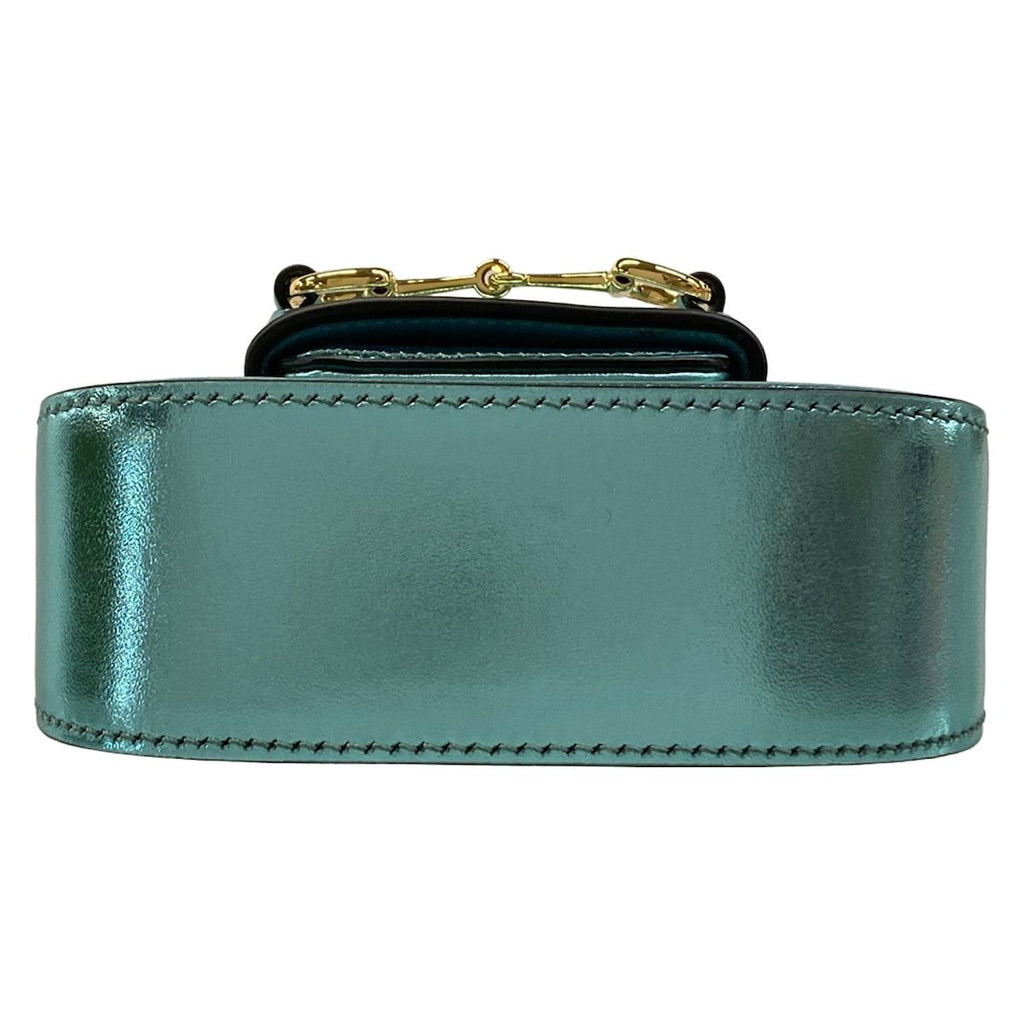 Gucci Shoulder Bag Horsebit Metallic Blue Chain Mini Leather — view 5