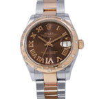 Rolex Datejust Diamond Bezel SS 18k Pink Gold Watch Chocolate Dial VI