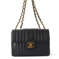 Chanel Chain Shoulder Bag Mademoiselle CC Logo Jumbo CC Caviar Leather Black