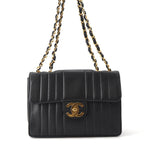 Chanel Chain Shoulder Bag Mademoiselle CC Logo Jumbo CC Caviar Leather Black