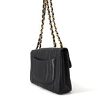 Chanel Chain Shoulder Bag Mademoiselle CC Logo Jumbo CC Caviar Leather Black — view 2