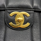 Chanel Chain Shoulder Bag Mademoiselle CC Logo Jumbo CC Caviar Leather Black — view 8