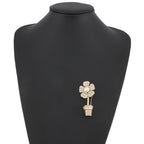 Chanel Brooch Flower Motif CC Logo Faux Pearl Rhinestone — view 4
