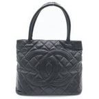 Chanel Medallion Tote Caviar Leather Handbag Black Gold