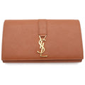 Saint Laurent Paris Large Wallet Card Case Brown Leather Gold