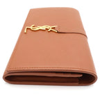Saint Laurent Paris Large Wallet Card Case Brown Leather Gold — view 3