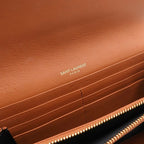 Saint Laurent Paris Large Wallet Card Case Brown Leather Gold — view 6