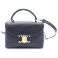 Celine Triomphe Teen Nino Leather 2-Way Shoulder Handbag Black Gold