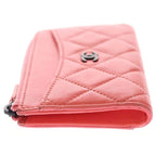 Chanel Quilted Fragment Case Card Mini Wallet Salmon Pink Lambskin Black — view 3