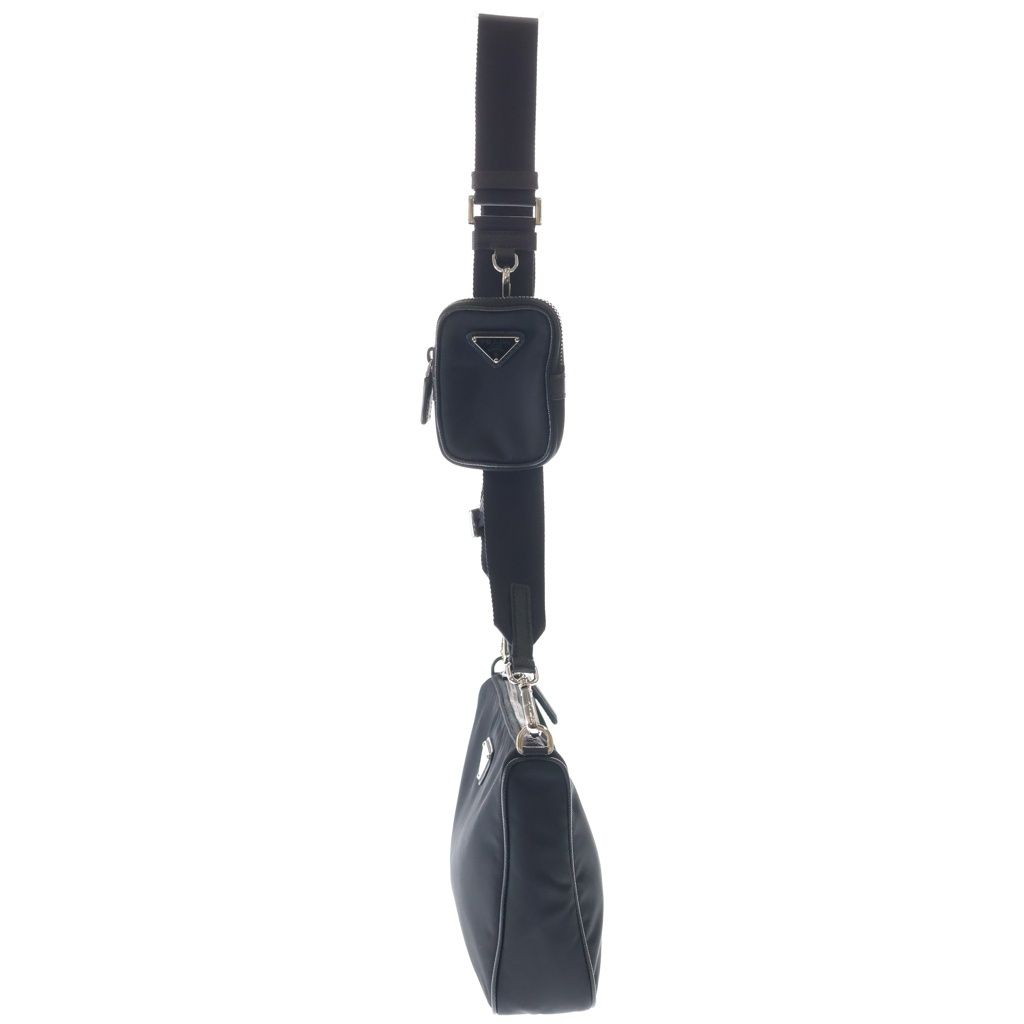 Prada Re-Nylon Shoulder Bag Black with Triangle Logo Pouch — view 3