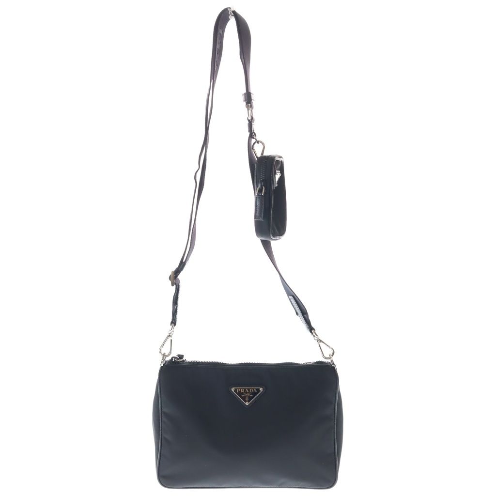 Prada Re-Nylon Shoulder Bag Black with Triangle Logo Pouch