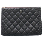 Chanel Quilted Clutch Caviar Leather Black