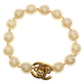 Chanel CC Logo Turnlock Pearl Bracelet Ivory Gold