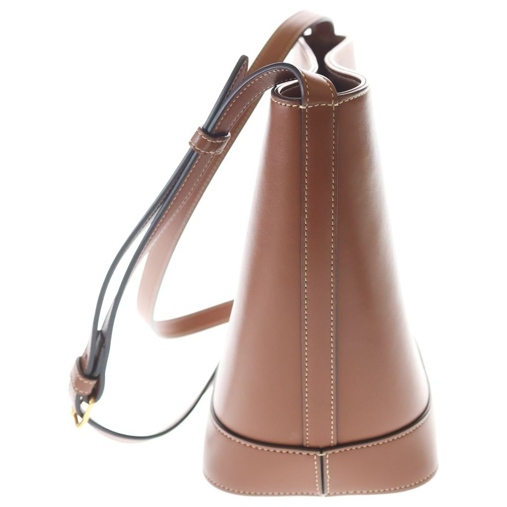 Celine Cuir Triomphe Small Shoulder Bag Brown Bucket Tan Leather Gold — view 3