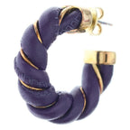 Bottega Veneta Leather Hoop Earrings Purple Gold