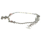 Chanel CC Logo Bracelet Chain Silver Pink — view 4