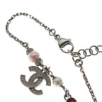 Chanel CC Logo Bracelet Chain Silver Pink — view 5