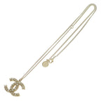 Chanel CC Logo Pearl Pendant Chain Gold White — view 2