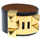 Hermes Collier de Chien Bracelet Black Box Calf Gold — view 2