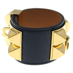 Hermes Collier de Chien Bracelet Black Box Calf Gold — view 3