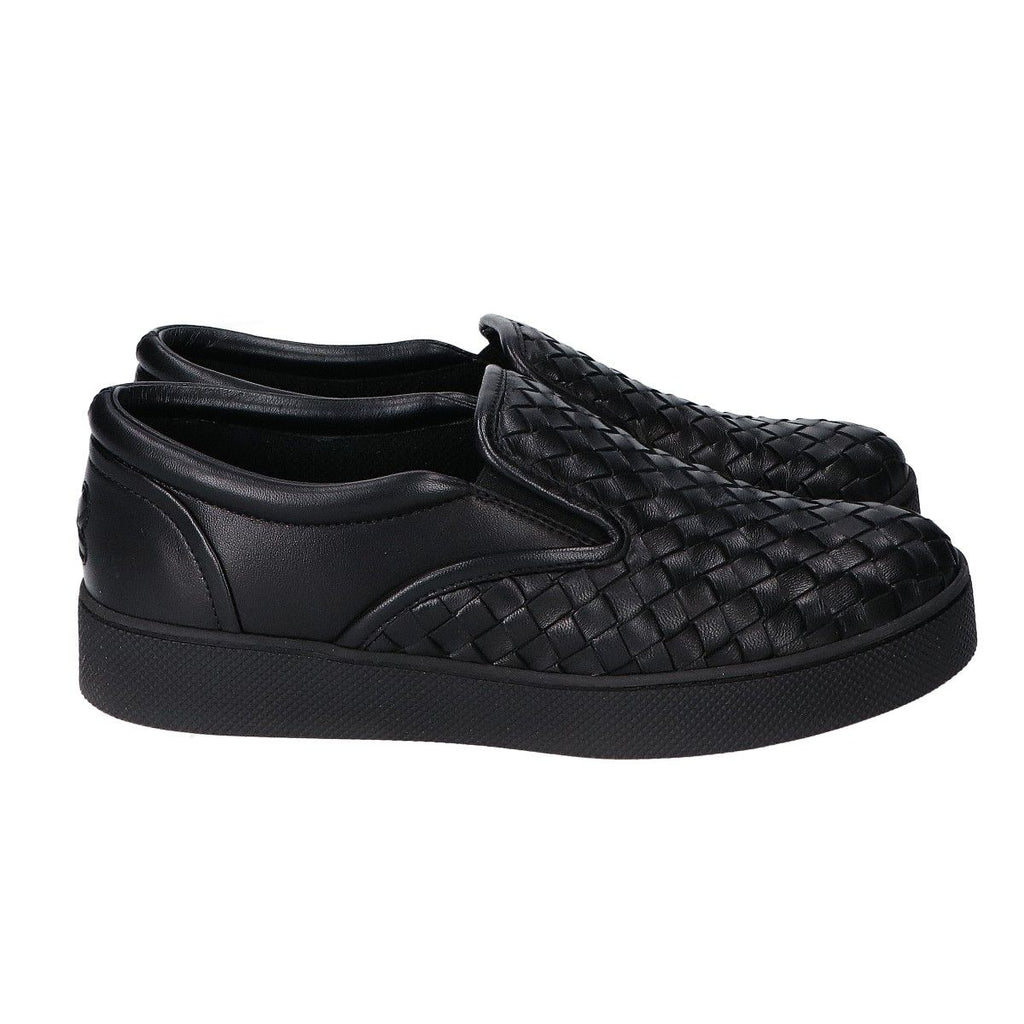 Bottega Veneta Black Leather Intrecciato Slip Ons 36 Slipper — view 4